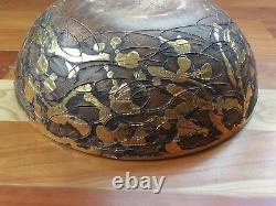 Gene Lodi Bowl Studio Pottery Vtg MCM Modern Signed Numbered Large Brown Gold