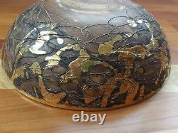 Gene Lodi Bowl Studio Pottery Vtg MCM Modern Signed Numbered Large Brown Gold