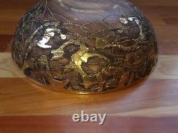 Gene Lodi Bowl Studio Pottery Vtg MCM Modern Signed Numbered Large Brown Gold