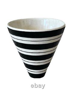 Geoffrey Maund Striped England Studio Pottery Vase Vessel Vtg Retro Modern Mcm