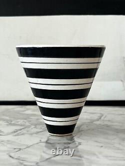 Geoffrey Maund Striped England Studio Pottery Vase Vessel Vtg Retro Modern Mcm
