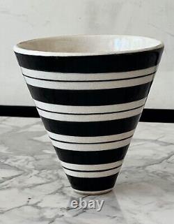 Geoffrey Maund Striped England Studio Pottery Vase Vessel Vtg Retro Modern Mcm