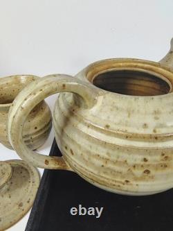 George Scatchard Signed Studio Pottery Tea Set Teapot 2 Cups Vermont Vintage