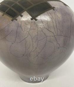 Gerald Hong Vintage Studio Pottery Raku Vessel Large Purple Asian Vase 10