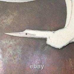 Giusti Studio Art Raku Pottery Egret Flying Globe Vase circa 1990 Vintage