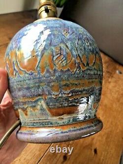 Gorgeous Retro 60's 70's Studio Pottery Lustre Glazed Bulbous Lamp Base Vintage