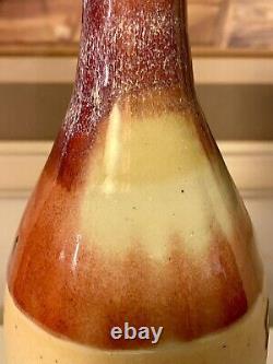 Gorgeous Vintage Studio Art Pottery Flambe Glaze Bottle Vase 10.25 Signed