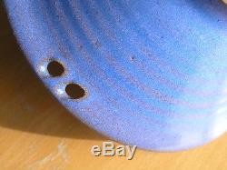 Great Vintage Studio Art pottery Bowl Signed Easton Foster Blue Ribbed