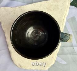 Greg Jahn & Nancy Halter Studio Pottery Puffin Cup & Saucer Set Hand Painted Vtg