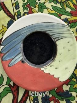 Greg Jahn & Nancy Halter Studio Pottery Puffin Cup & Saucer Set Hand Painted Vtg