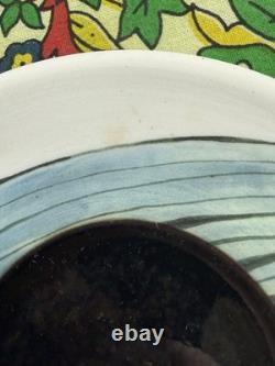 Greg Jahn & Nancy Halter Studio Pottery Puffin Cup & Saucer Set Hand Painted Vtg