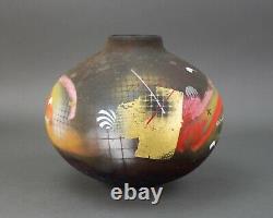 Hall Carlson Signed 1985 Vintage Abstract Raku Studio Art Pottery Vase