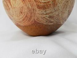 Hand Made Stoneware Large Carved Textured Pot Signed Jens