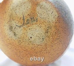 Hand Made Stoneware Large Carved Textured Pot Signed Jens