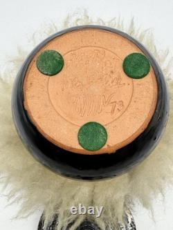 Hand thrown Fur pot stoneware, 1970's Studio pottery, Vintage Ceramics, signed
