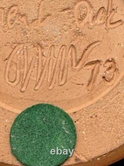 Hand thrown Fur pot stoneware, 1970's Studio pottery, Vintage Ceramics, signed