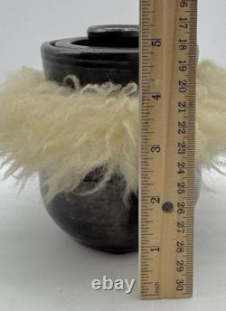 Hand thrown Fur pot stoneware, 1970's Studio pottery, Vintage Ceramics, signed