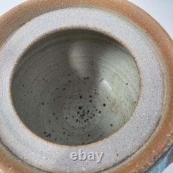 Handcrafted Studio Pottery Teapot with Bamboo Handle & Lid Drip Glaze Heavy VTG