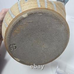 Handcrafted Studio Pottery Teapot with Bamboo Handle & Lid Drip Glaze Heavy VTG