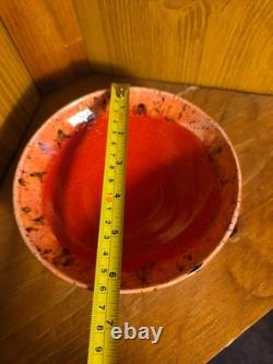 Handmade Pottery Serving Bowls Set of 3 Red Glaze Speckled Rim Studio Art Potter