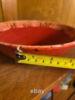 Handmade Pottery Serving Bowls Set of 3 Red Glaze Speckled Rim Studio Art Potter