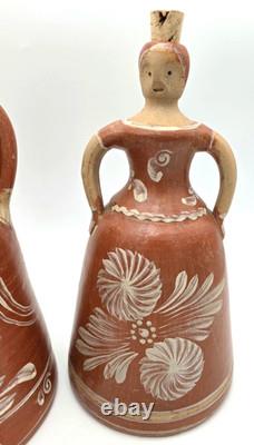 Handmade Studio Pottery Figural Jugs Southwest Folk Art Sculptures VTG Pair