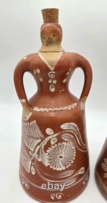 Handmade Studio Pottery Figural Jugs Southwest Folk Art Sculptures VTG Pair