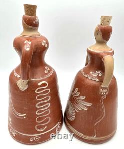 Handmade Studio Pottery Figural Jugs Southwest Folk Art Sculptures VTG Pair