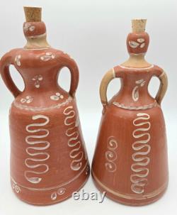 Handmade Studio Pottery Figural Jugs Southwest Folk Art Sculptures VTG Pair Handmade Studio Pottery Figural Jugs Southwest Folk Art Sculptures VTG Pair