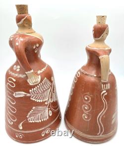 Handmade Studio Pottery Figural Jugs Southwest Folk Art Sculptures VTG Pair Handmade Studio Pottery Figural Jugs Southwest Folk Art Sculptures VTG Pair