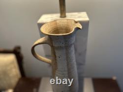 Handmade Studio Stoneware Pottery Pitcher & 6 Cups, Signed, 7-Piece Set