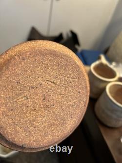 Handmade Studio Stoneware Pottery Pitcher & 6 Cups, Signed, 7-Piece Set