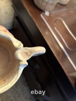 Handmade Studio Stoneware Pottery Pitcher & 6 Cups, Signed, 7-Piece Set