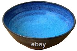 Harding Black Blue Texas Signed Studio Art Pottery Vessel Bowl Vase Vtg Mcm Rare