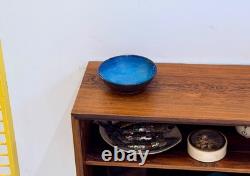 Harding Black Blue Texas Signed Studio Art Pottery Vessel Bowl Vase Vtg Mcm Rare