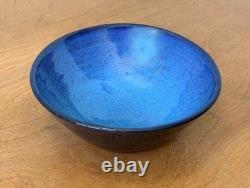 Harding Black Blue Texas Signed Studio Art Pottery Vessel Bowl Vase Vtg Mcm Rare