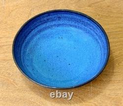 Harding Black Blue Texas Signed Studio Art Pottery Vessel Bowl Vase Vtg Mcm Rare