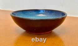 Harding Black Blue Texas Signed Studio Art Pottery Vessel Bowl Vase Vtg Mcm Rare