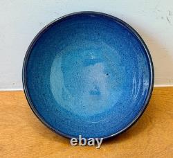 Harding Black Blue Texas Signed Studio Art Pottery Vessel Bowl Vase Vtg Mcm Rare