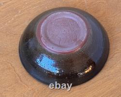 Harding Black Blue Texas Signed Studio Art Pottery Vessel Bowl Vase Vtg Mcm Rare