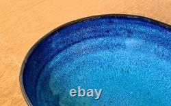Harding Black Blue Texas Signed Studio Art Pottery Vessel Bowl Vase Vtg Mcm Rare