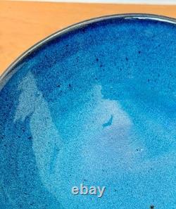 Harding Black Blue Texas Signed Studio Art Pottery Vessel Bowl Vase Vtg Mcm Rare