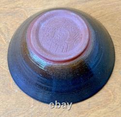 Harding Black Blue Texas Signed Studio Art Pottery Vessel Bowl Vase Vtg Mcm Rare