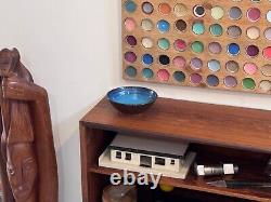 Harding Black Blue Texas Studio Art Pottery Vessel Bowl Vtg Mcm Rare