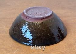 Harding Black Blue Texas Studio Art Pottery Vessel Bowl Vtg Mcm Rare