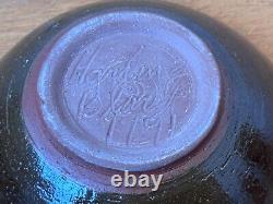 Harding Black Blue Texas Studio Art Pottery Vessel Bowl Vtg Mcm Rare