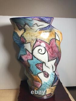 Harris Cies Studio Art Pottery Modern Abstract Vase Signed 1996