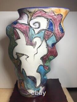 Harris Cies Studio Art Pottery Modern Abstract Vase Signed 1996