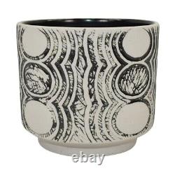 Harris Deller Studio Art Pottery Black White Incised Porcelain Cylindrical Bowl