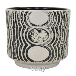 Harris Deller Studio Art Pottery Black White Incised Porcelain Cylindrical Bowl